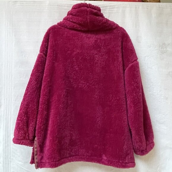 Sundance Teddy Sweater Womens Medium Sasha Fleece Oversized Pullover Magenta - Picture 5 of 9